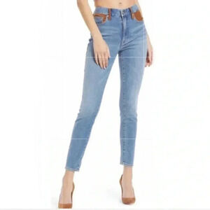 Good American Women's Size 18 Good Legs Jeans Denim Suede High Rise Stretch Blue